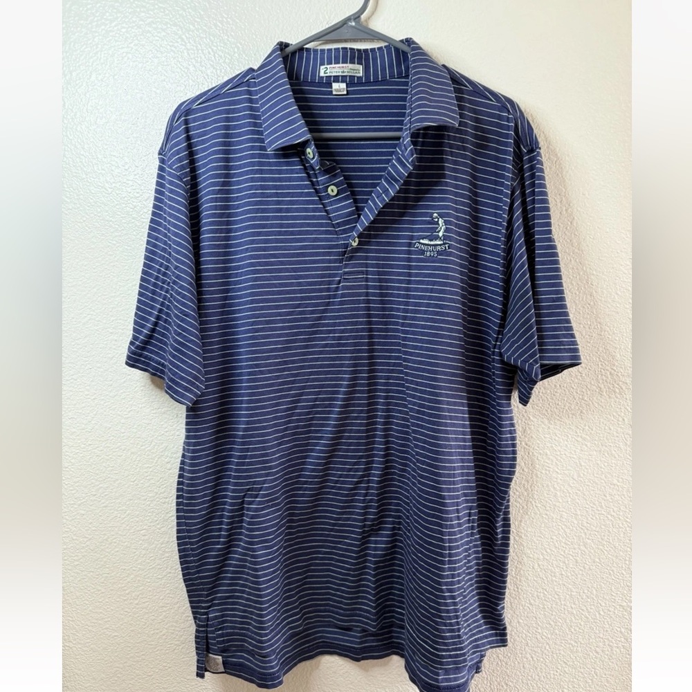 Peter Millar Men's Performance Golf Polo Shirt Striped Pinehurst #2 Large
